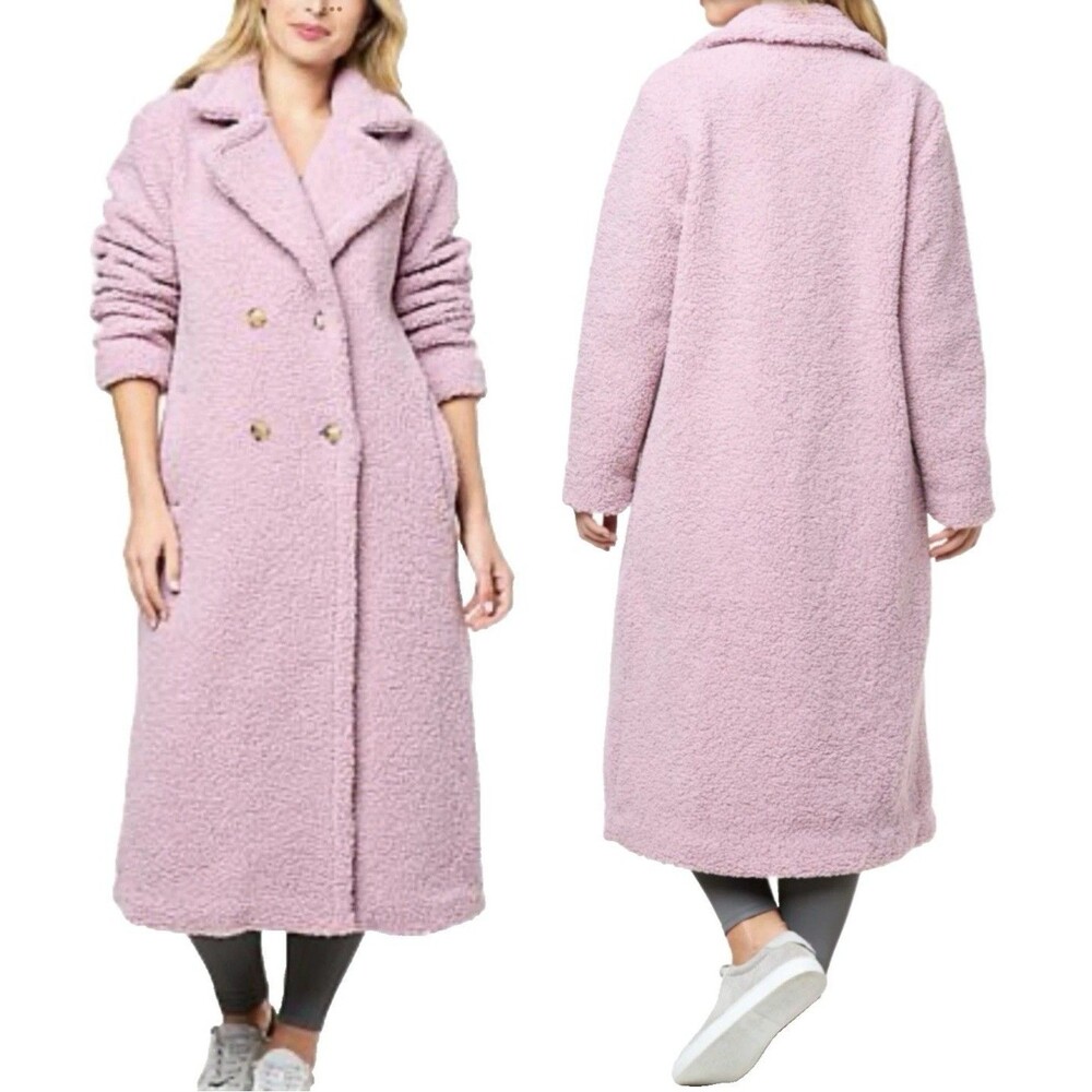 G by Giuliana Teddy Sherpa Coat Midi Lilac Pink Mauve Luxe Sherpa Oversized XS